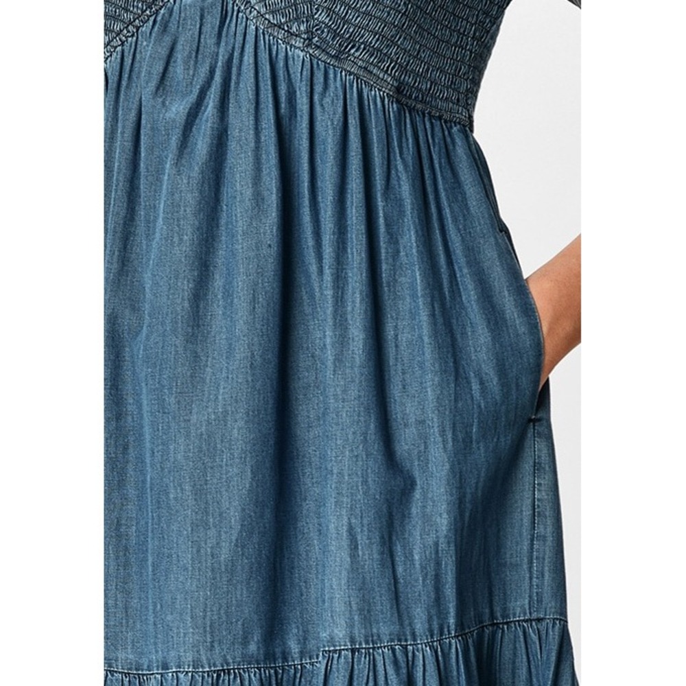 Wayward Fancies eShakti L-12 Chambray Dress Smocked Tiered Cottagecore Bohemian‎ - Picture 4 of 12